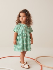 Green Embroidered Daisy Relaxed 100% Cotton Dress (3mths-8yrs) - Image 1 of 9