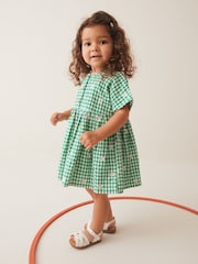 Green Embroidered Daisy Relaxed 100% Cotton Dress (3mths-8yrs) - Image 2 of 9