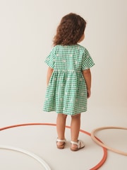Green Embroidered Daisy Relaxed 100% Cotton Dress (3mths-8yrs) - Image 3 of 9