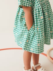 Green Embroidered Daisy Relaxed 100% Cotton Dress (3mths-8yrs) - Image 5 of 9