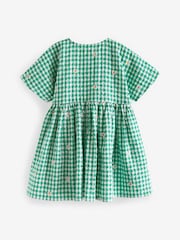 Green Embroidered Daisy Relaxed 100% Cotton Dress (3mths-8yrs) - Image 6 of 9
