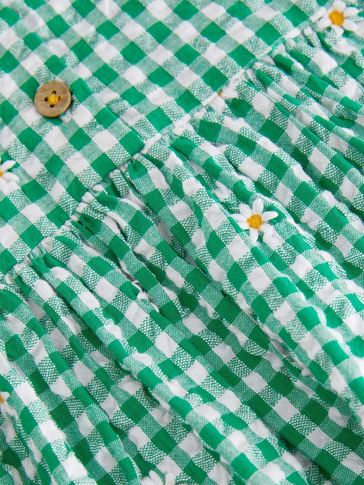 Green Embroidered Daisy Relaxed 100% Cotton Dress (3mths-8yrs) - Image 9 of 9