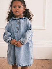 Blue Denim Ruffle Collar Cotton Dress (3mths-8yrs) - Image 1 of 6