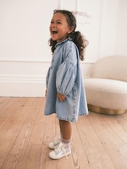 Blue Denim Ruffle Collar Cotton Dress (3mths-8yrs) - Image 2 of 6