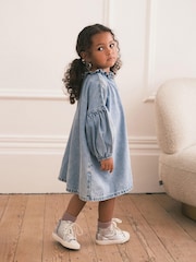 Blue Denim Ruffle Collar Cotton Dress (3mths-8yrs) - Image 3 of 6