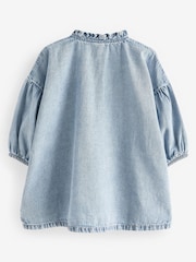 Blue Denim Ruffle Collar Cotton Dress (3mths-8yrs) - Image 5 of 6