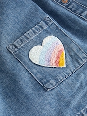 Blue Denim 100% Cotton Heart Detail Dress (3mths-8yrs) - Image 6 of 6