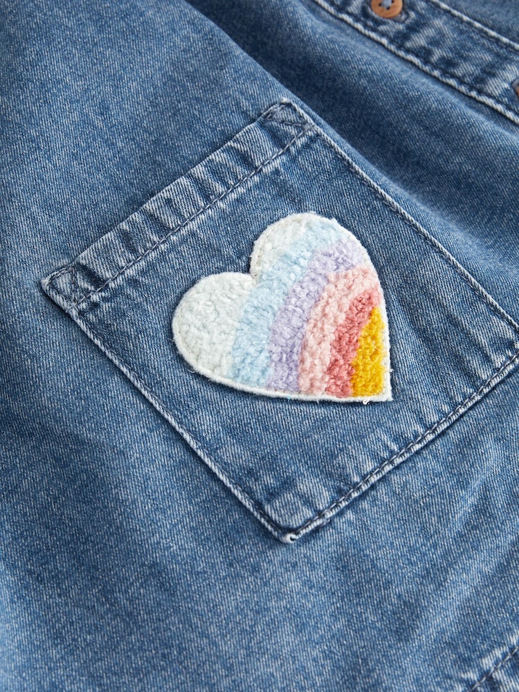 Blue Denim 100% Cotton Heart Detail Dress (3mths-8yrs) - Image 6 of 6
