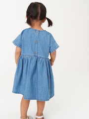 Blue Denim 100% Cotton Embroidered Dress (3mths-8yrs) - Image 3 of 7