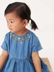 Blue Denim 100% Cotton Embroidered Dress (3mths-8yrs) - Image 4 of 7