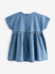 Blue Denim 100% Cotton Embroidered Dress (3mths-8yrs) - Image 6 of 7