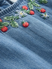 Blue Denim 100% Cotton Embroidered Dress (3mths-8yrs) - Image 7 of 7