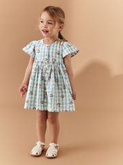 Blue Gingham Button Up 100% Cotton Dress (3mths-8yrs) - Image 1 of 7