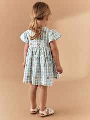 Blue Gingham Button Up 100% Cotton Dress (3mths-8yrs) - Image 3 of 7