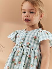 Blue Gingham Button Up 100% Cotton Dress (3mths-8yrs) - Image 4 of 7