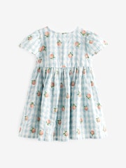 Blue Gingham Button Up 100% Cotton Dress (3mths-8yrs) - Image 6 of 7