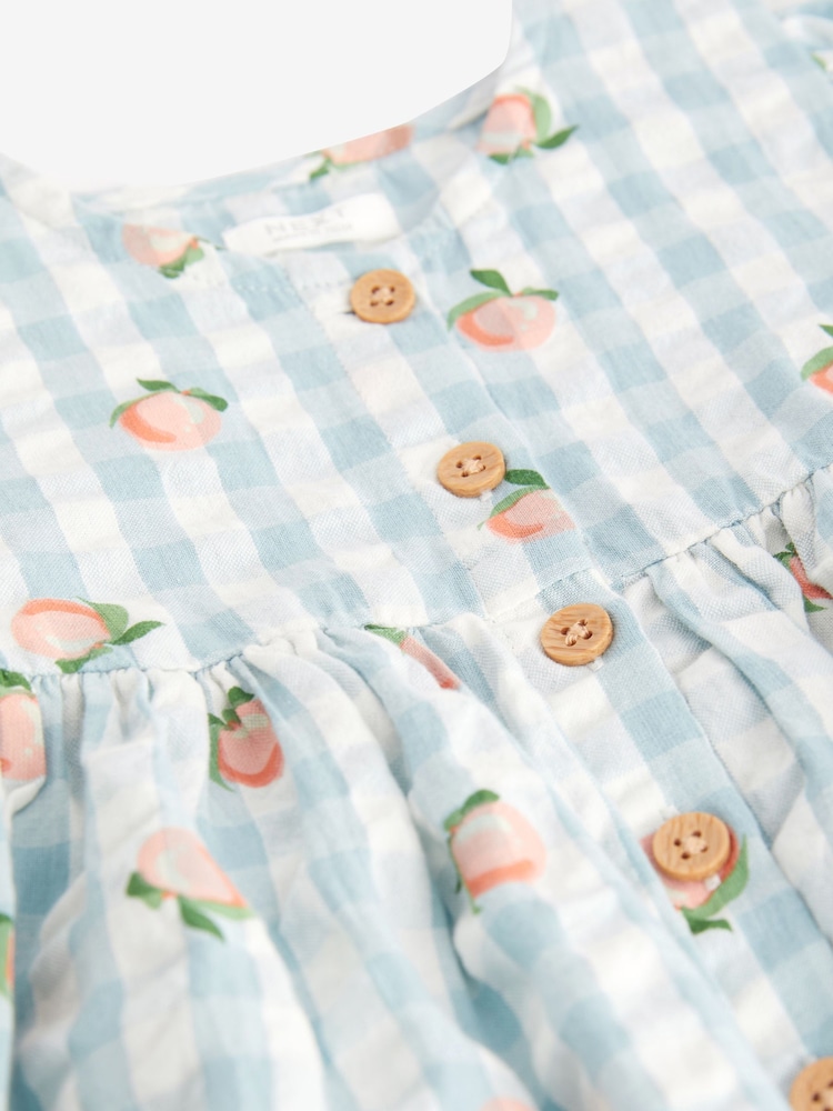Blue Gingham Button Up 100% Cotton Dress (3mths-8yrs) - Image 7 of 7