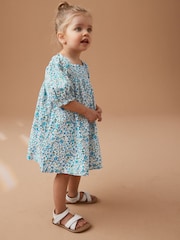 Blue Ditsy Puff Sleeve Dress (3mths-8yrs) - Image 2 of 7