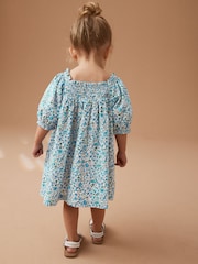 Blue Ditsy Puff Sleeve Dress (3mths-8yrs) - Image 3 of 7