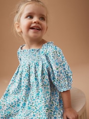 Blue Ditsy Puff Sleeve Dress (3mths-8yrs) - Image 4 of 7