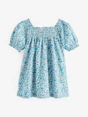 Blue Ditsy Puff Sleeve Dress (3mths-8yrs) - Image 6 of 7