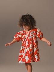 Red Apple Puff Sleeve Dress (3mths-8yrs) - Image 2 of 9