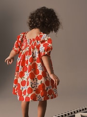 Red Apple Puff Sleeve Dress (3mths-8yrs) - Image 3 of 9