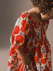 Red Apple Puff Sleeve Dress (3mths-8yrs) - Image 5 of 9