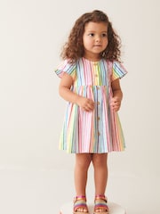 Rainbow Stripe Button Up 100% Cotton Dress (3mths-8yrs) - Image 2 of 7