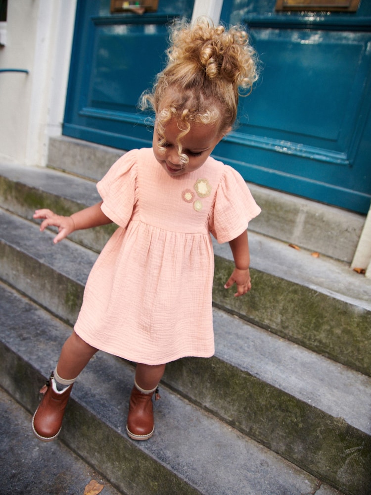 Pink Crochet Flower Dress (3mths-8yrs) - Image 1 of 6