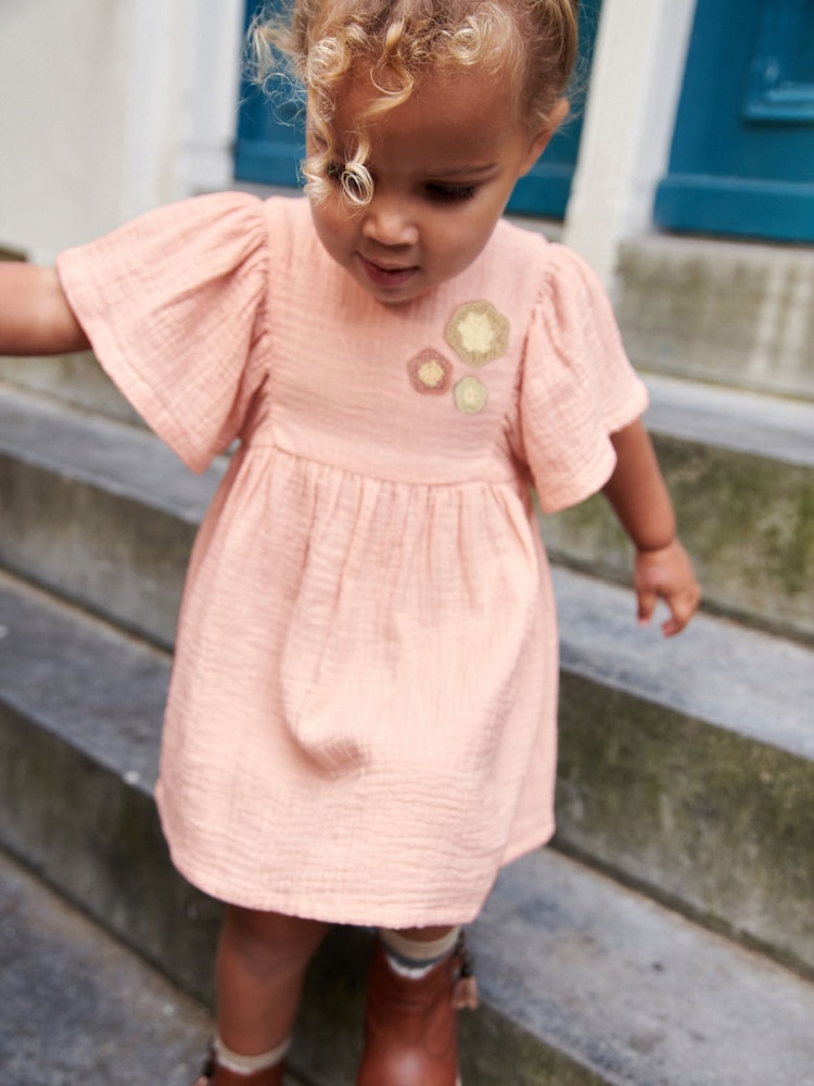 Pink Crochet Flower Dress (3mths-8yrs) - Image 2 of 6