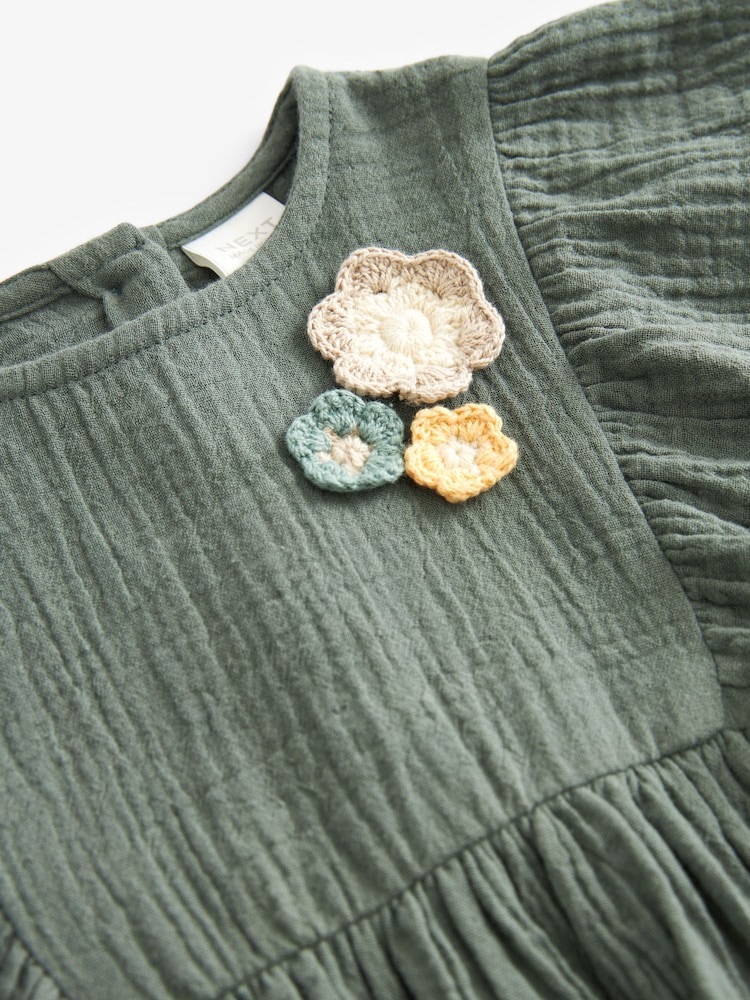 Green Crochet Flower Dress (3mths-8yrs) - Image 6 of 6 Green Crochet Flower Dress (3mths-8yrs) - Image 6 of 6