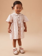 Pink Ditsy Shirred Cotton Dress (3mths-7yrs) - Image 1 of 1