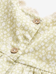 Sage Green Embroidered Shirred Frill Sleeve Dress (3mths-8yrs) - Image 3 of 6