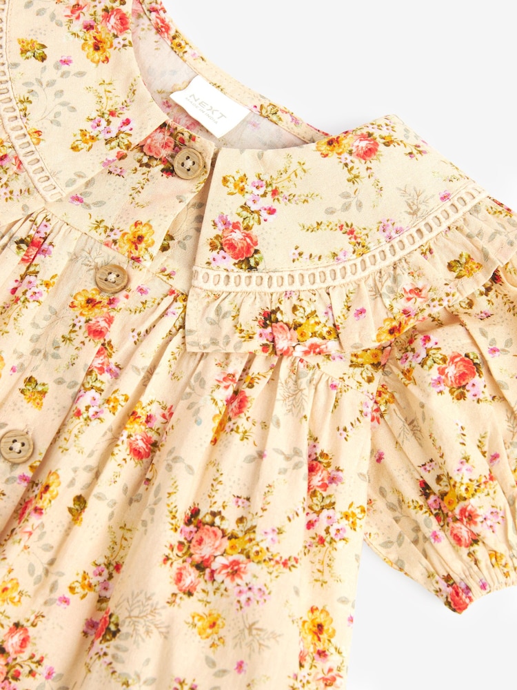Cream Floral Printed Collar Dress (3mths-10yrs) - Image 8 of 8