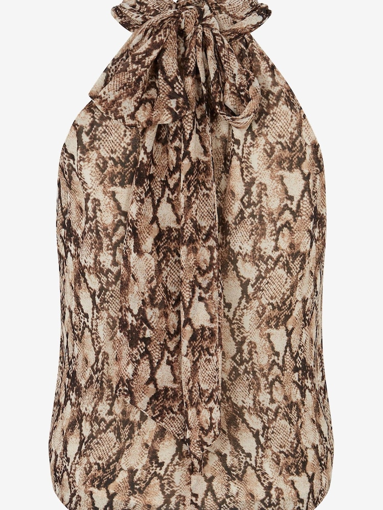 Mint Velvet Cream Snake Print Halter Top - Image 4 of 4 Mint Velvet Cream Snake Print Halter Top - Image 4 of 4