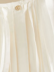 Cream Pleat Detail Short Sleeve Taffeta Dress (3mths-10yrs) - Image 7 of 7
