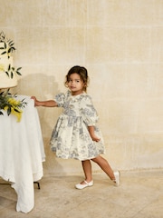 Gold/Silver Grey Floral Jacquard Prom Dress (12mths-10yrs) - Image 3 of 8