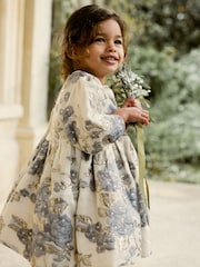 Gold/Silver Grey Floral Jacquard Prom Dress (12mths-10yrs) - Image 5 of 8