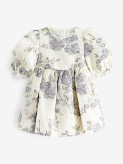 Gold/Silver Grey Floral Jacquard Prom Dress (12mths-10yrs) - Image 6 of 8