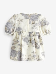 Gold/Silver Grey Floral Jacquard Prom Dress (12mths-10yrs) - Image 7 of 8