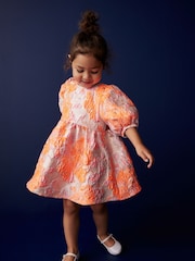Pink/Orange Floral Jacquard Prom Dress (12mths-10yrs) - Image 1 of 8