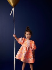 Pink/Orange Floral Jacquard Prom Dress (12mths-10yrs) - Image 2 of 8