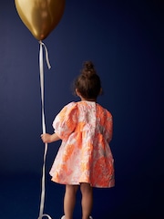 Pink/Orange Floral Jacquard Prom Dress (12mths-10yrs) - Image 3 of 8