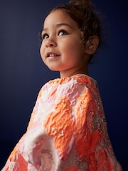 Pink/Orange Floral Jacquard Prom Dress (12mths-10yrs) - Image 5 of 8