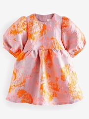 Pink/Orange Floral Jacquard Prom Dress (12mths-10yrs) - Image 6 of 8