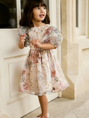 Pink Floral Printed Prom Dress (3mths-10yrs) - Image 2 of 8