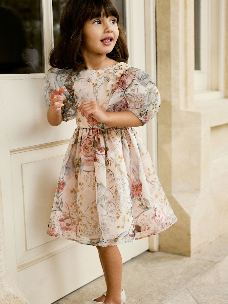 Pink Floral Printed Prom Dress (3mths-10yrs) - Image 2 of 8