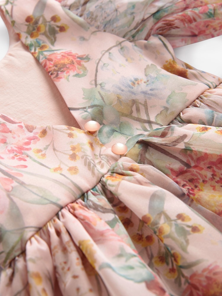 Pink Floral Printed Prom Dress (3mths-10yrs) - Image 8 of 8