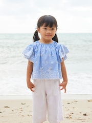 Blue Embroidered Blouse And Trousers Set (3mths-8yrs) - Image 1 of 6